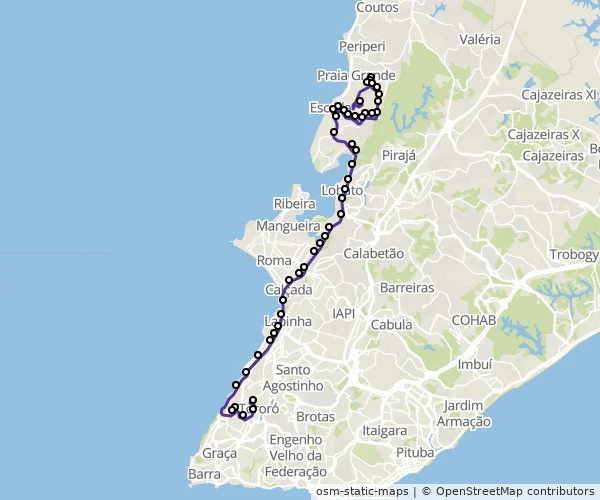 Mapa do itinerário da linha