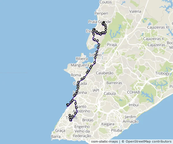 Mapa do itinerário da linha