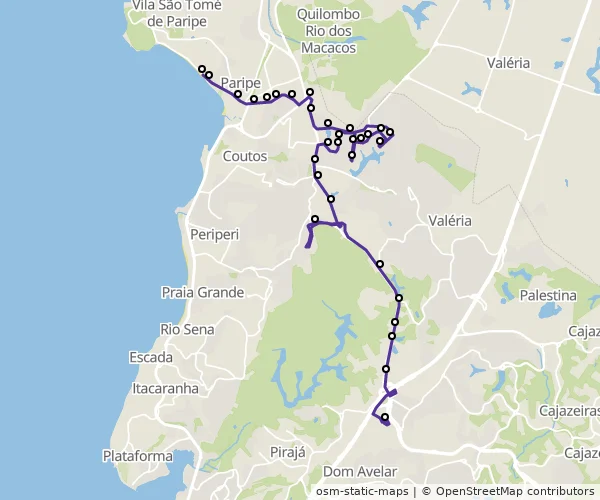 Mapa do itinerário da linha