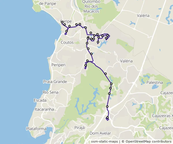 Mapa do itinerário da linha