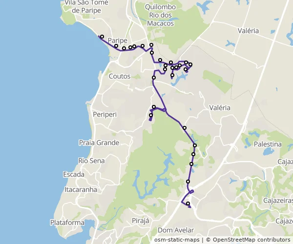 Mapa do itinerário da linha