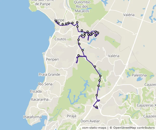 Mapa do itinerário da linha