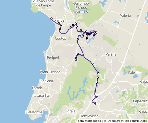 Mapa do itinerário da linha