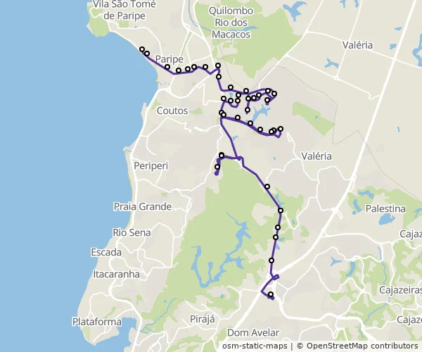 Mapa do itinerário da linha