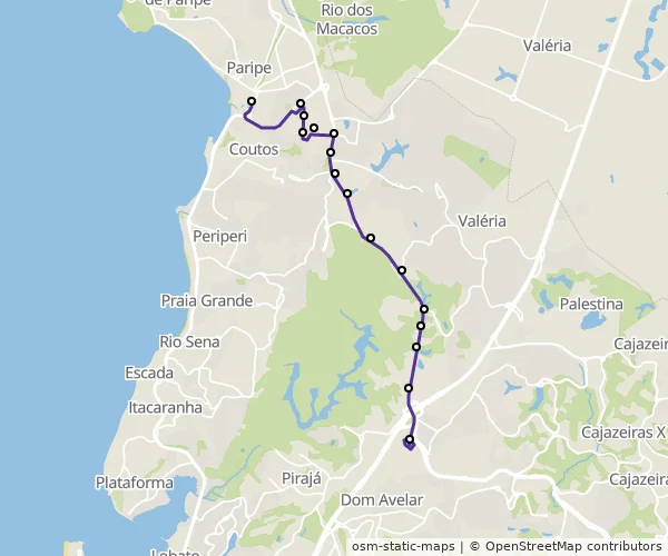 Mapa do itinerário da linha