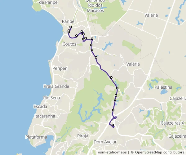 Mapa do itinerário da linha