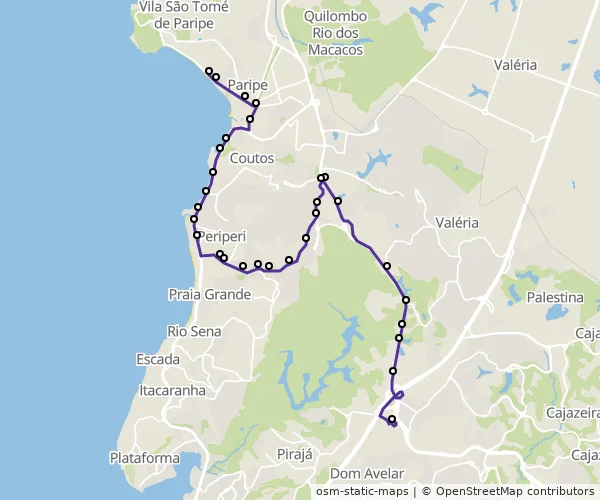 Mapa do itinerário da linha