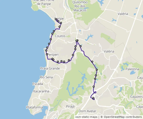 Mapa do itinerário da linha