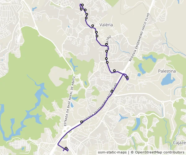 Mapa do itinerário da linha