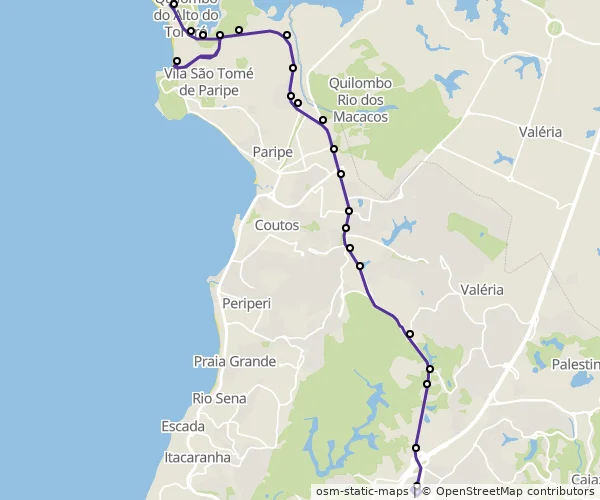 Mapa do itinerário da linha