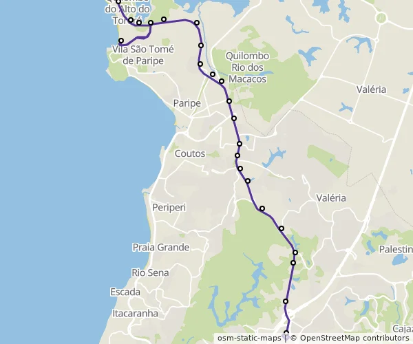 Mapa do itinerário da linha