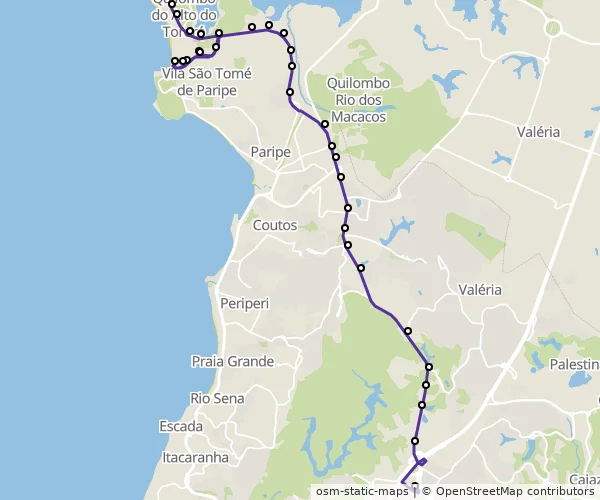 Mapa do itinerário da linha