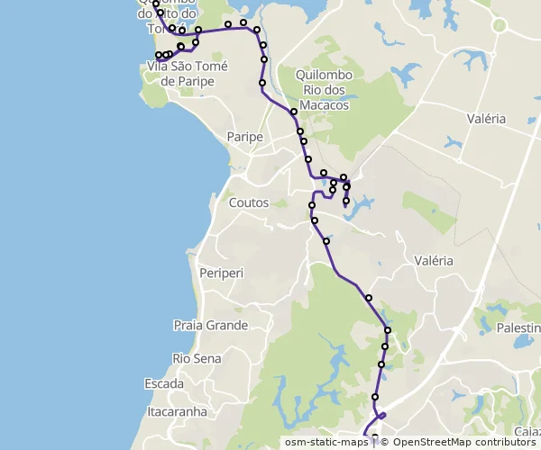 Mapa do itinerário da linha