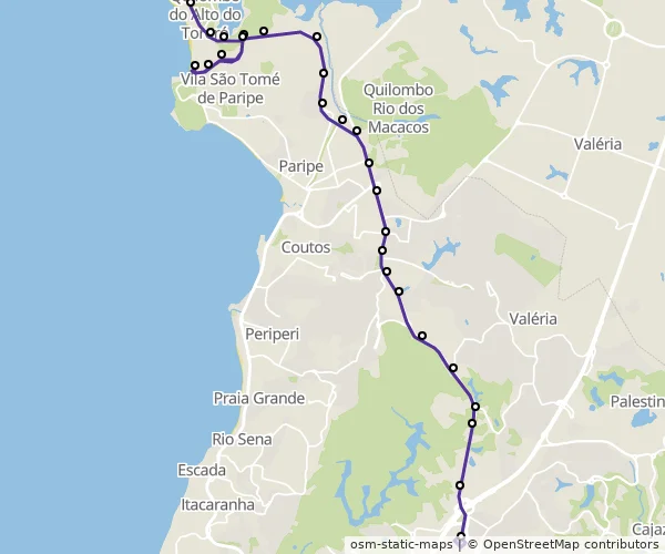 Mapa do itinerário da linha
