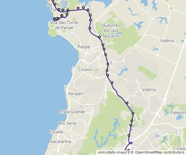Mapa do itinerário da linha