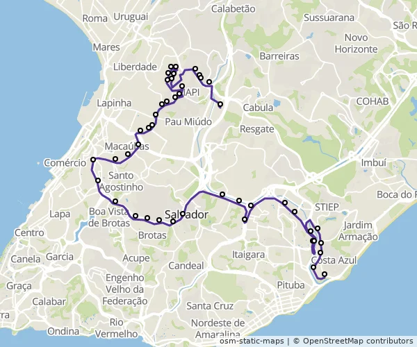 Mapa do itinerário da linha