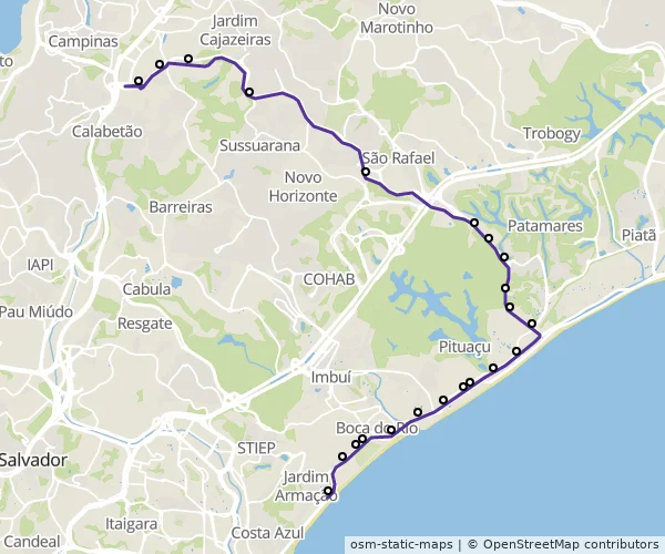 Mapa do itinerário da linha
