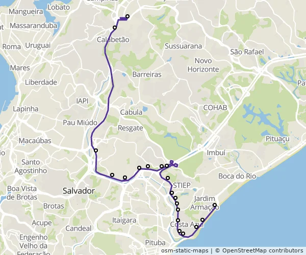 Mapa do itinerário da linha