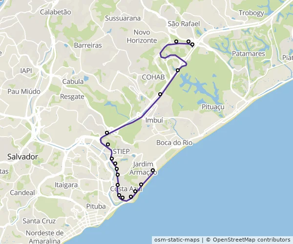 Mapa do itinerário da linha