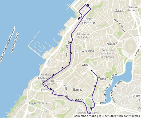 Mapa do itinerário da linha