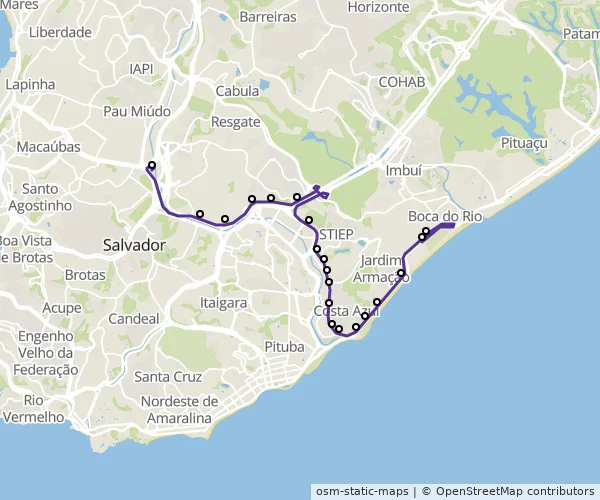 Mapa do itinerário da linha