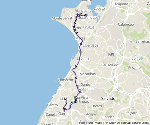 Mapa do itinerário da linha
