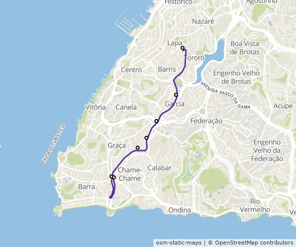 Mapa do itinerário da linha