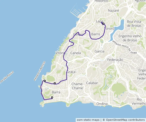 Mapa do itinerário da linha