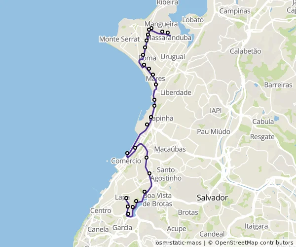 Mapa do itinerário da linha