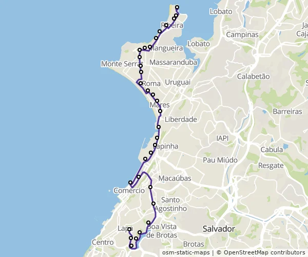 Mapa do itinerário da linha