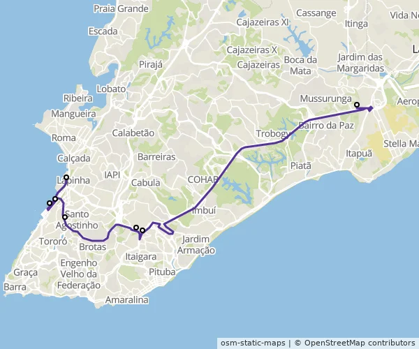 Mapa do itinerário da linha