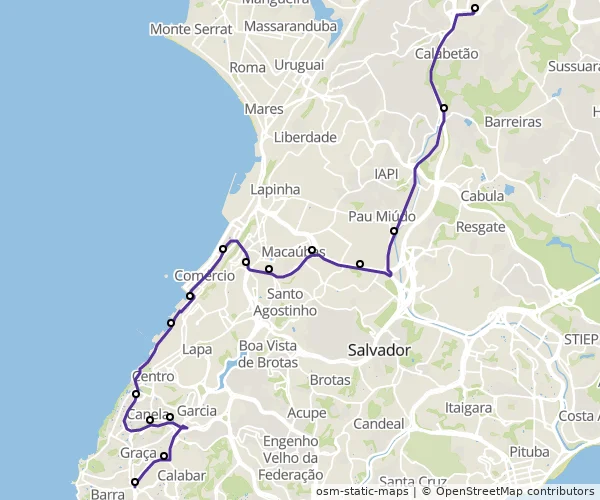 Mapa do itinerário da linha
