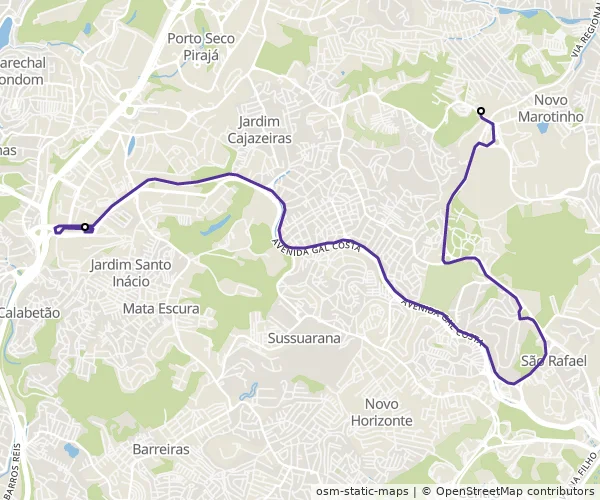 Mapa do itinerário da linha