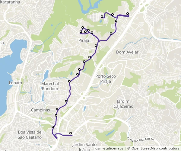 Mapa do itinerário da linha