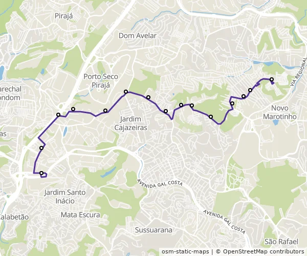 Mapa do itinerário da linha