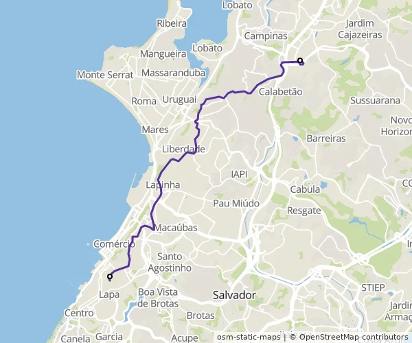 Mapa do itinerário da linha