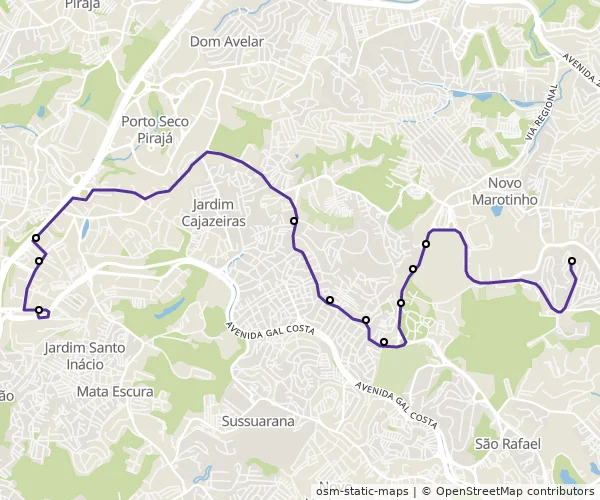 Mapa do itinerário da linha