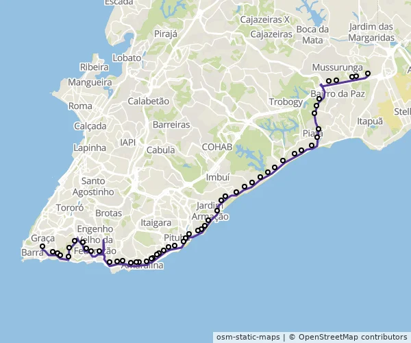 Mapa do itinerário da linha