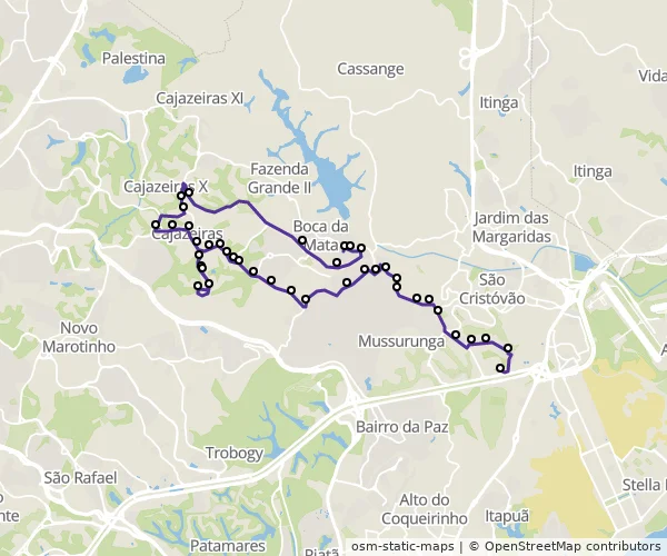 Mapa do itinerário da linha