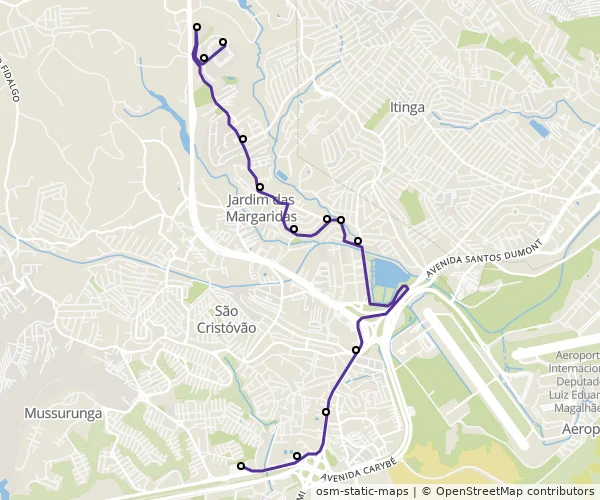 Mapa do itinerário da linha