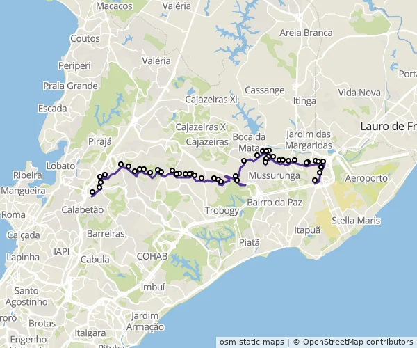 Mapa do itinerário da linha