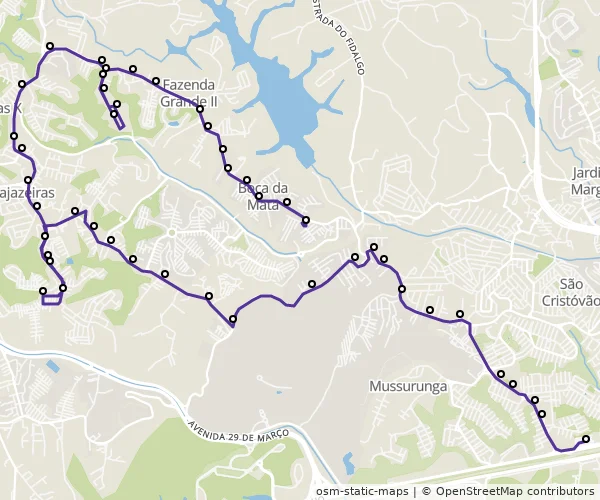 Mapa do itinerário da linha