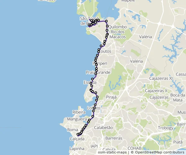 Mapa do itinerário da linha