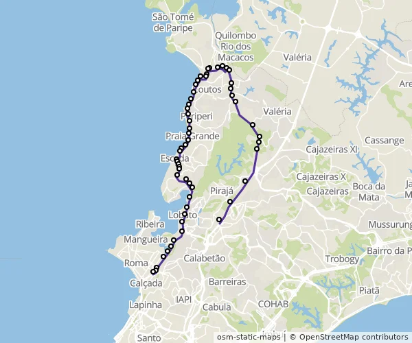Mapa do itinerário da linha