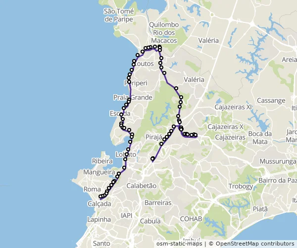 Mapa do itinerário da linha