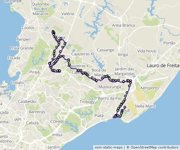 Mapa do itinerário da linha