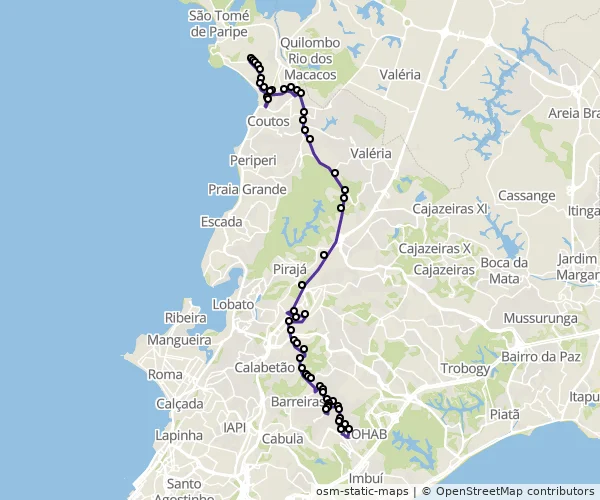 Mapa do itinerário da linha