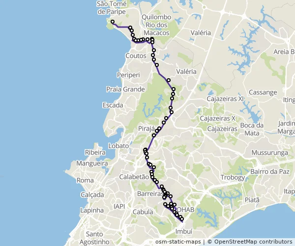 Mapa do itinerário da linha
