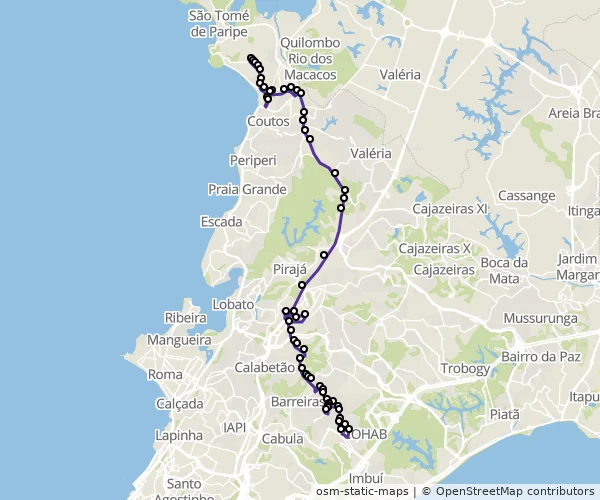 Mapa do itinerário da linha
