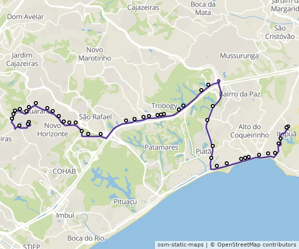Mapa do itinerário da linha